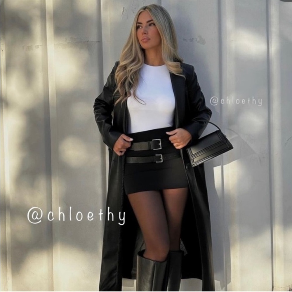 New Zara DOUBLE BELT MINI SKIRT Black